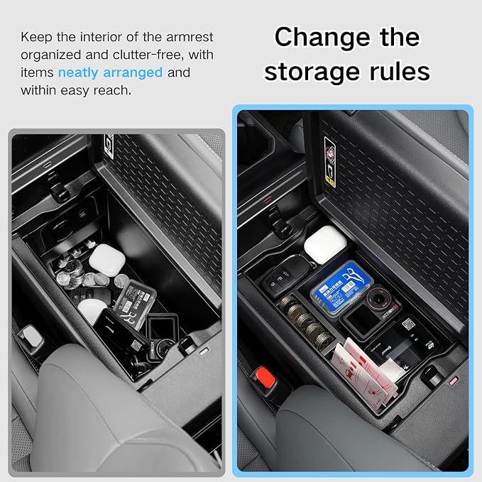 Upgraded Center Console Organizer Compatible with 2026 Toyota RAV4 6th Gen Accessories, Interior Insert ABS Materials Tray, Armrest Box Secondary Storage Tray