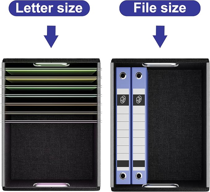 Decorative Leather File Organizer Storage Boxes with Lids Set of 4, Document Boxes Organizer, Filing Boxes, Decorative Small File Boxes for Hanging Files, File Cabinet for Office/Home - 4 Pack
