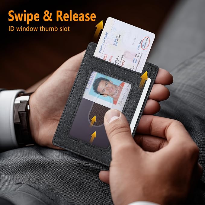 Travelambo Slim Minimalist Wallet for Men, RFID Blocking Credit Card Holder, Front Pocket ID Card Case, Gifts for Men, Husband, Boyfriend, Teenage