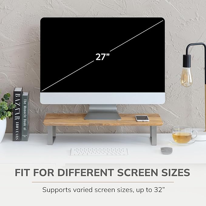 Anji Mountain Monitor Stand - Desktop Organizer & Laptop Riser, Ergonomic Monitor Riser, Space-Saving Monitor Stand for Desk, Durable Construction, Easy Assembly, Ideal for Home & Office,Natural