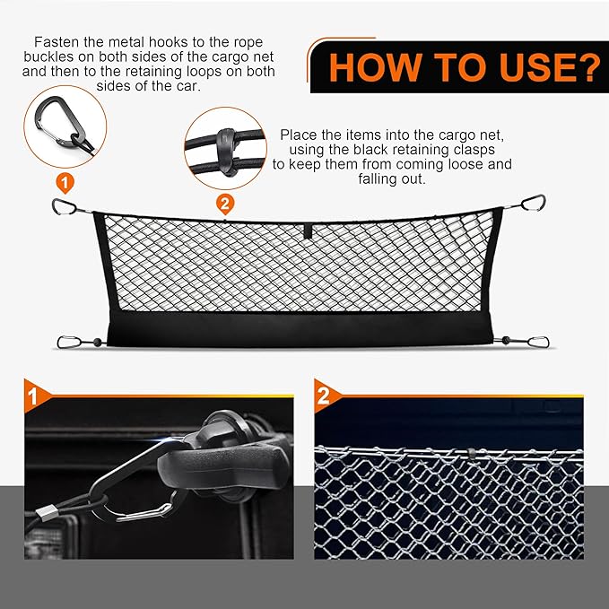 Envelope Style Truck Bed Cargo Net Compatible with Toyota Tundra 2007-2024 2025,Highly Elastic Truck Cargo Net for Tundra Accessories, Upgraded Storage Bag & Heavy Duty Carabiners
