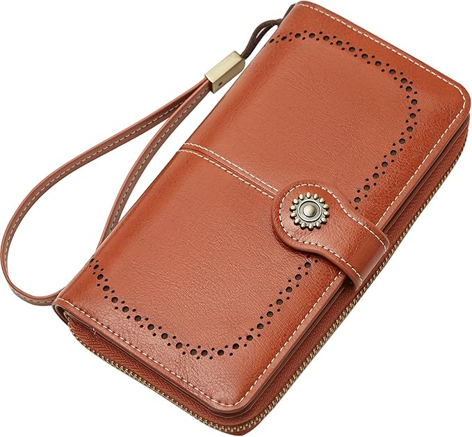 TFKGS Wallet for Women RFID Blocking Leather Large Capacity Card Holder Ladies Phone Clutch Travel Long Purse Wristlet | RFID Blocking, Leather, Large Capacity, Ladies, Travel