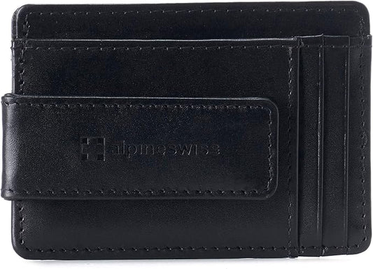 alpine swiss Harper Mens RFID Slim Money Clip Front Pocket Wallet Minimalist Leather ID Card Holder | RFID