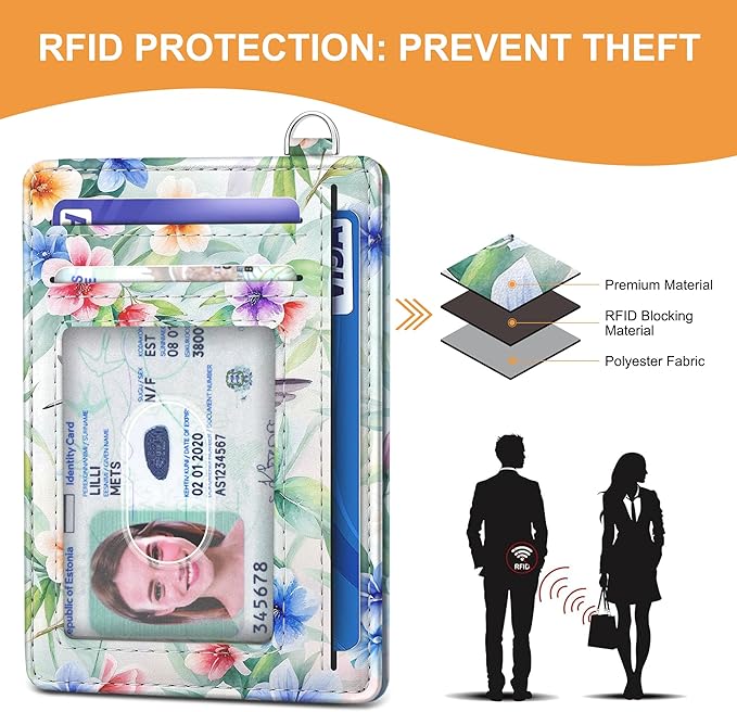 SEAVILIA Credit Card Holder for Women, Hummingbird RFID Wallet Women, Slim Minimalist Front Pocket Card Holder, Cute Thin Travel RFID Blocking Card Case, Small Wallets Woman Gifts Girls
