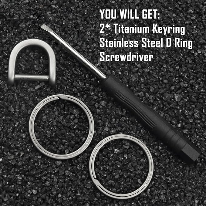PJYTAC Titanium Keychain Rings Heavy Duty Side Push Key Rings for Car Keys Easy Quick Release EDC Split Keyrings