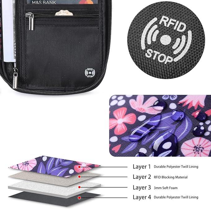 Family Passport Holder Organizer, RFID Blocking Travel Document Case, Lightweight Large Passport Cover Case Waterproof Bag Document Organizer for Women & Men