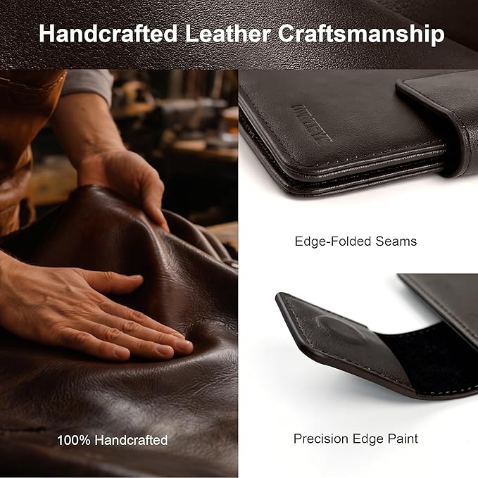 Premium Full-Grain Leather Passport Holder with Hidden AirTag Slot - RFID Blocking Travel Wallet for Men & Women, Luxury Organizer (Coffee Brown)