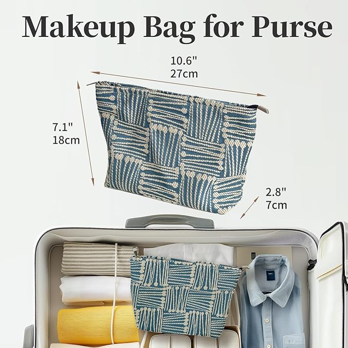 Makeup Bag for Women, Creative Cosmetic Bag, Large Zipper Pouch(10.6" * 7.1" * 2.8"), Aesthetic Make Up Bag for Purse, Perfect for Storing Makeup And Accessories, Makeup Bag for Daily Travel Gifting