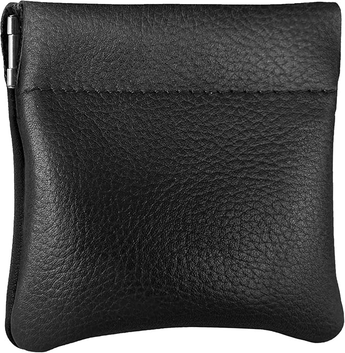 Nabob Leather Genuine Leather Squeeze Coin Purse, Coin Pouch Made IN U.S.A. Change Holder For Men/Woman Size 3.5 X 3.5