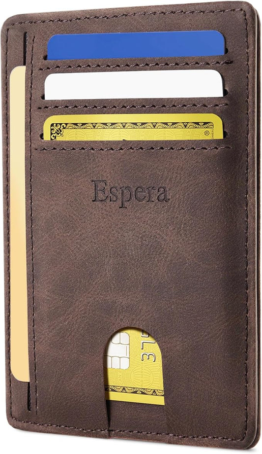 Espera Slim Minimalist Front Pocket Wallet for Men, RFID Blocking Credit Card Holder, Thin Travel ID Card Case, Gifts for Men