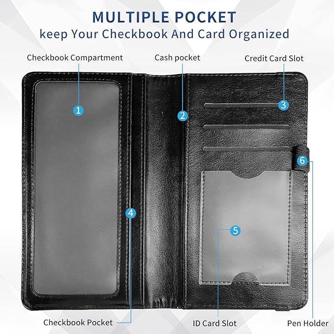 DEGDFSGR Checkbook Cover - Premium Leather Standard Duplicate Register Check Card Book Holder Wallet with RFID Blocking Function for Girl Men Women,Mandala