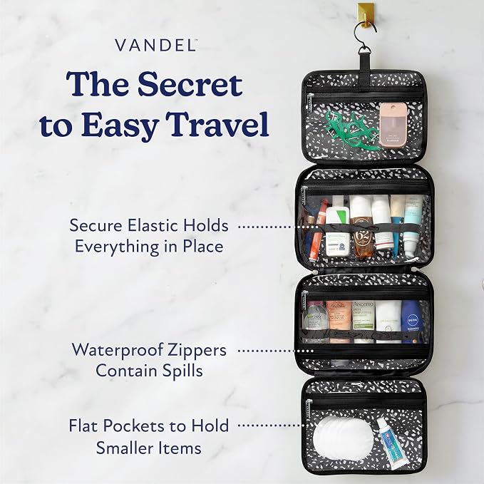 VANDEL Waterproof Hanging Toiletry Bag [TSA-Approved] Hanging Makeup Organizer Bag, Cosmetic Travel Bags for Women, Makeup Case Toiletries Organizer Hygiene Bathroom Shower Caddy - White Leopard