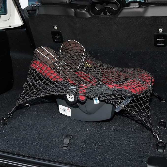 Voodonala 40 x 24 Inches Universal Mesh Envelope Trunk Cargo Storage Organizer Net Elastic Mesh Net Pickup Truck Bed Divider Compatible for Cars, Vans, Trucks and SUVs, for Jeep, for Dodge, for Toyota