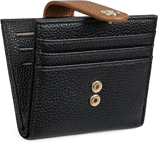 BOSTANTEN Slim Wallet for Women Small RFID Blocking Credit Card Holder Leather Bifold Wallets with Zipper Coin Pocket Black Brown