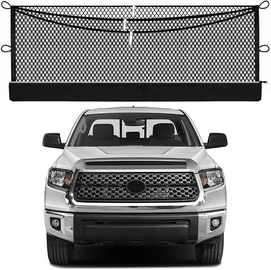 3-Layer Cargo Net for Toyota Tundra 2007-2021, Zoned Storage Truck Bed Net with Foldable Zippered Bottom Bag, Heavy-Duty Cargo Organizer Netting for Camping, Trips & Everyday Use