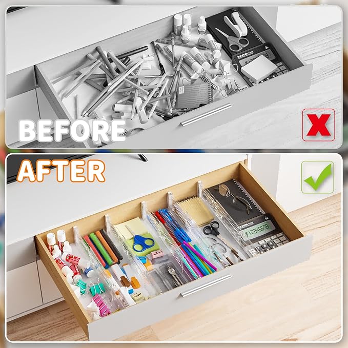 Yieach 12 Pack Clear Expandable Deep Drawer Separators From 15 to 21'' - 3.2 Inch Tall Acrylic Drawer Dividers for Clothes,Dresser Drawer Dividers for Dresser,Baby Nursery,Clothing,Sock or Underwear