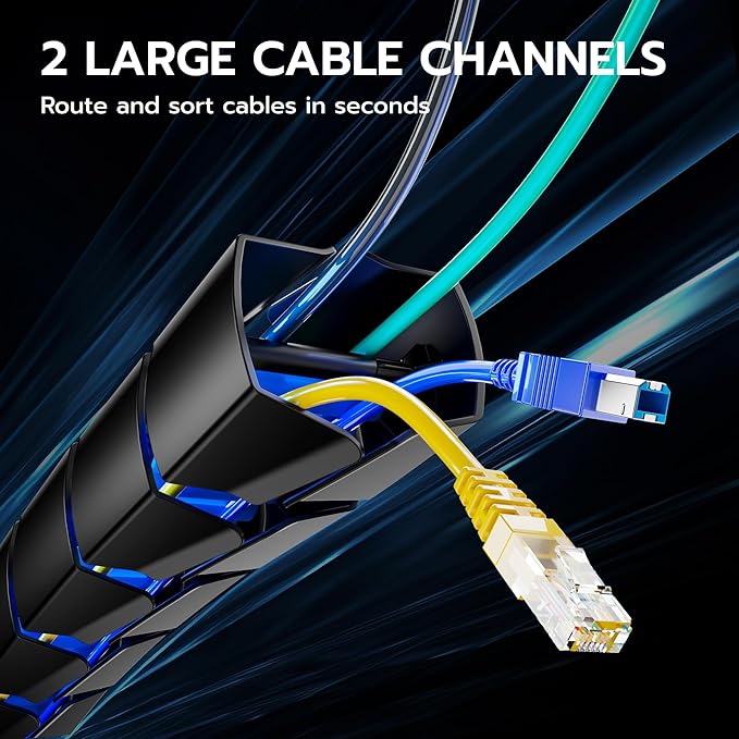 ARES WING Under Desk Cable Management Spine, Screw On Vertebrae Cable Management for Standing Desk, Length Adjustable Cord Organizer with 20 Modular Vertebrae for Office and Gaming Desks, Blue