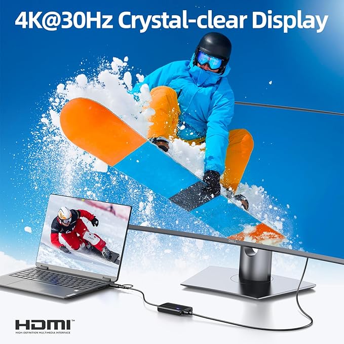MOKiN USB 3.0 to Dual HDMI Adapter for Dual Monitors, USB C to HDMI Adapter for Mac, Windows, 4K Dual HDMI Adapter Compatible with M1/M2 Mac, Windows, ChromeOS, Android