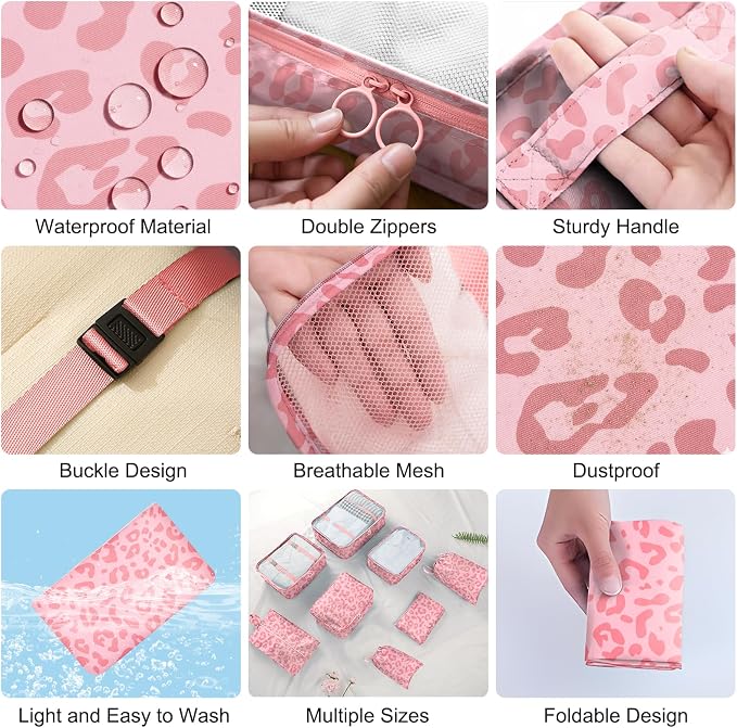 Packing Cubes for Travel - 8 Set Luggage Organizer Bags for Family, Mesh Breathable Packing Cubes for Suitcases Durable Travel Essentials Bags Set