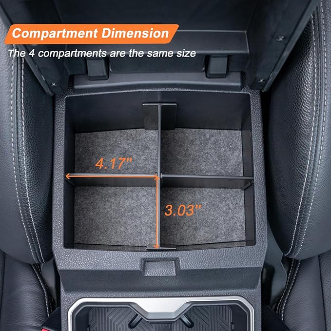 JKCOVER Compatible with 2024 2025 2026 Toyota Tacoma Center Console Divider Organizer Secondary Storage Insert Armrest Accessories ABS Material (Patented Design, 4 Compartments)