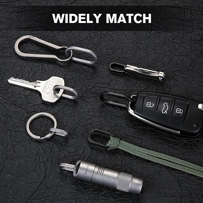 KEEPO LINK Titanium Key Ring Side Pushing, Small Key Ring Quick Release Keychain Connector for Men, 2 Pcs, OLO03