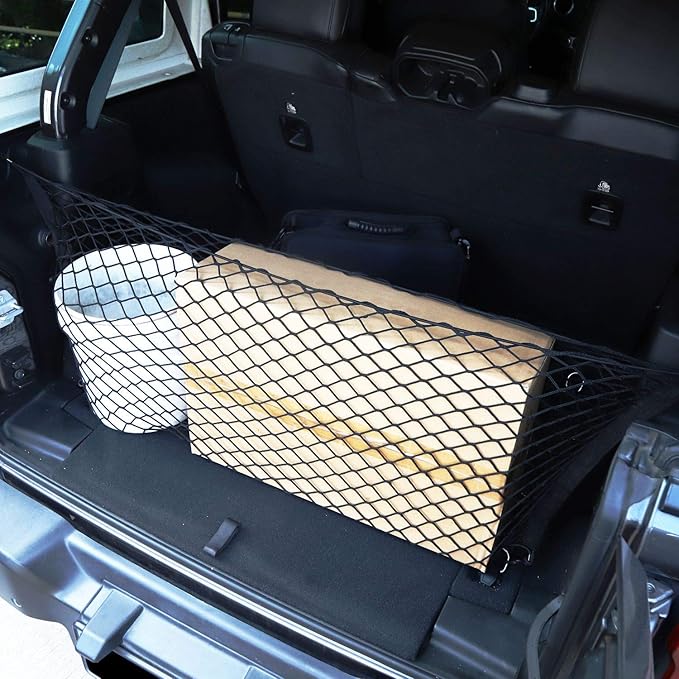 Voodonala 40 x 18 Inches Universal Mesh Envelope Trunk Cargo Storage Organizer Net Elastic Mesh Net Pickup Truck Bed Divider Compatible for Cars, Vans, Trucks and SUVs, for Jeep, for Dodge, for Toyota