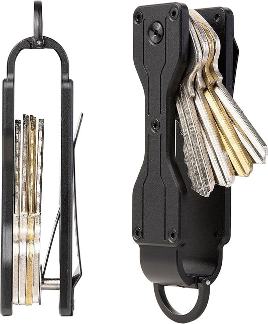 Compact Metal Key Organizer Minimalist Key Holder Secures 1-5 Keys | Durable solid metal key case, slim pocket design, safely holds up to 5 keys, lightweight portable daily keychain accessory