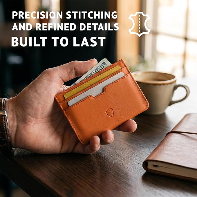Vaultskin MOORGATE Slim Card Holder – Minimalist Leather Wallet with RFID Blocking, Front Pocket Credit Card Case for Men & Women