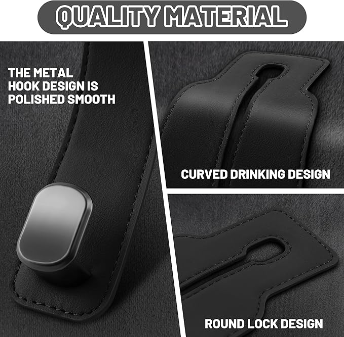 Amelity Car Seat Back Storage Hook, 2 Pack Car Headrest Hooks, Cute Car Purse Hanger for Handbags, Purses, Bags, Daily Car Accessories - Black