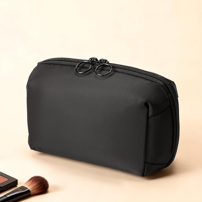 Large Capacity Fabric Cosmetic Bag with Multi-Compartments - Machine Washable Makeup Organizer, Water-Resistant Travel Toiletry Bag for Full-Sized Skincare, Portable Beauty Case for Women