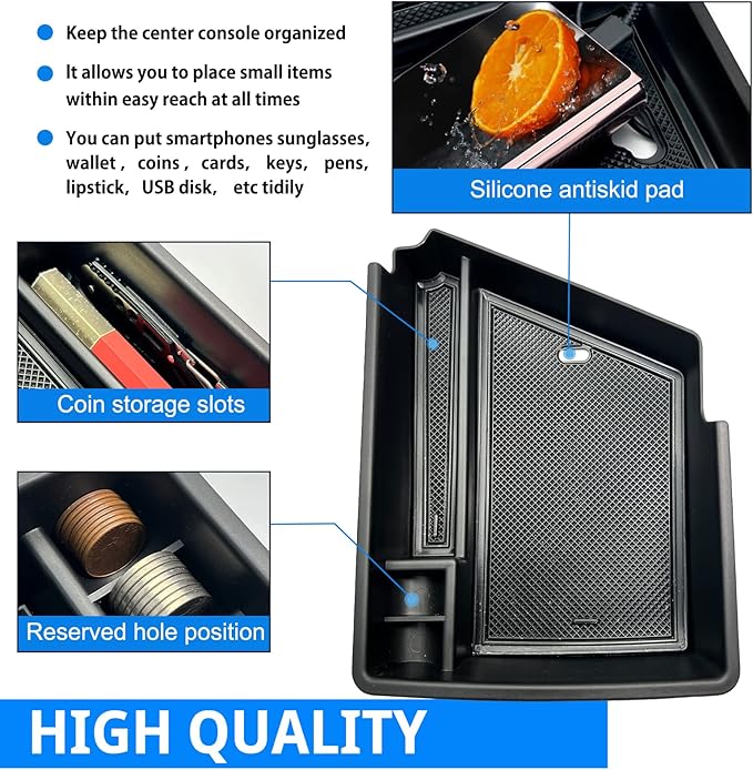SHAOHAO for 2025 2026 Cadillac Lyriq Center Console Organizer Tray for 2023 2024 2025 2026 Cadillac Lyriq Accessories (Luxury/Tech/Sport) Secondary Armrest Insert Storage Box Lyriq 2026 Console Tray