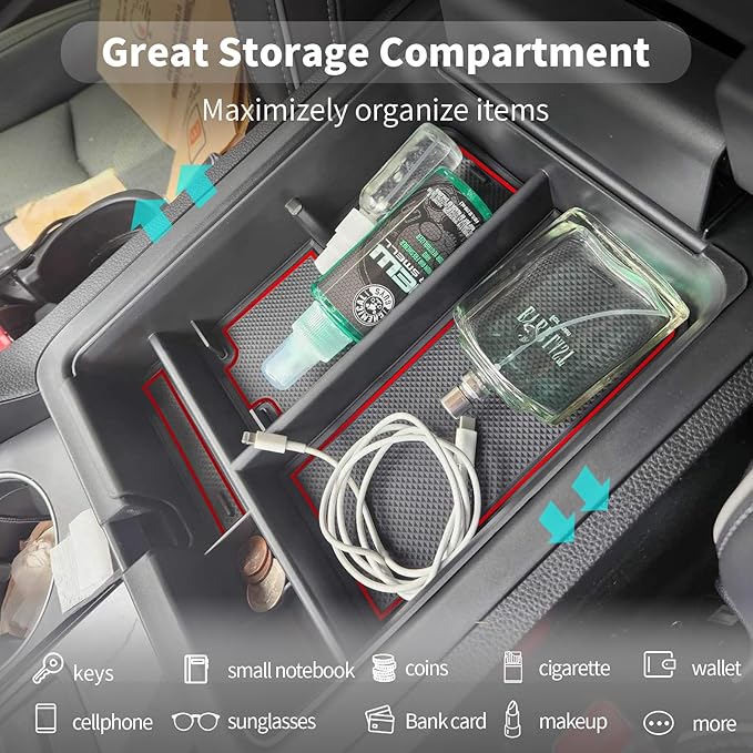 CDEFG 2023 2024 2025 Pilot Center Console Organizer Tray for 2023-2025 Honda Pilot Touring Sport EX-L Elite TrailSport LX Middle Console Storage Box 2024-2026 Ridgeline/ 2024-2026 Passport (Red)