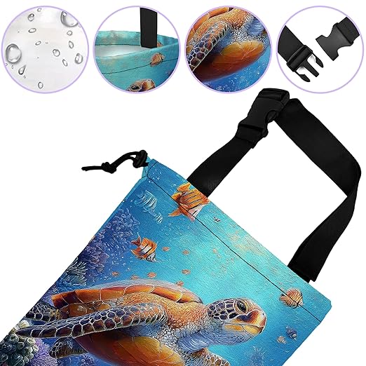 Car Trash Bag Sea Turtles Car Garbage Bag Waterproof Car Trash Can for Back Seat with Adjustable Straps and Drawstring, Foldable Car Trash Bin for Car Accessories Vehicle Travelling Camping
