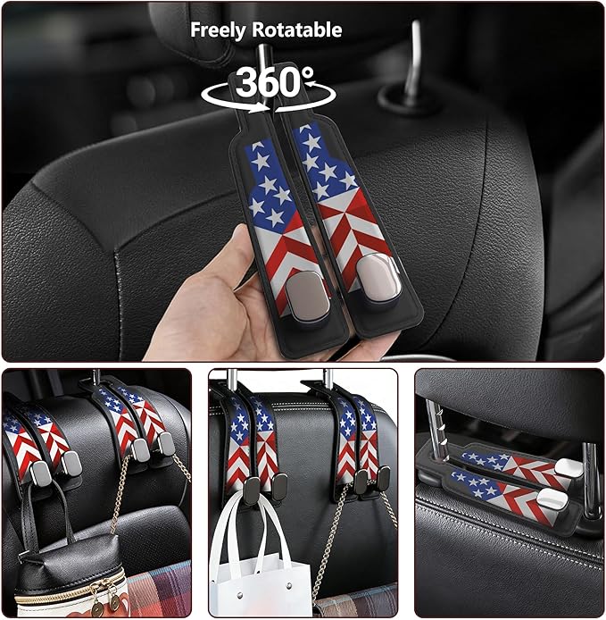 Car Purse Holder Hook, Universal Microfiber Leather & Stainless Steel Car Vehicle Hook, Leather Car Purse Hanger Holder for Bags, Coats, Umbrellas