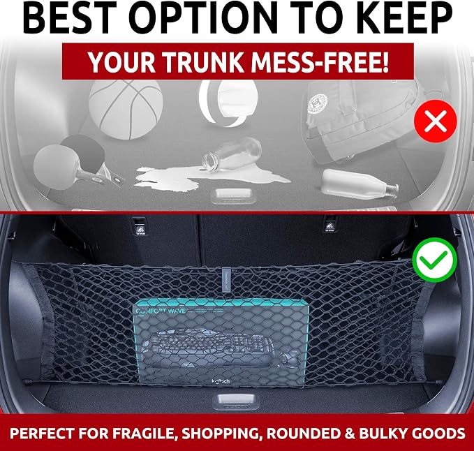 Envelope Style Automotive Elastic Trunk Mesh Cargo Net for Kia Sportage LX EX SX X-Line 2023-2026 - Premium Trunk Organizer and Storage - Luggage Net - Best Car Organizer for Kia Sportage