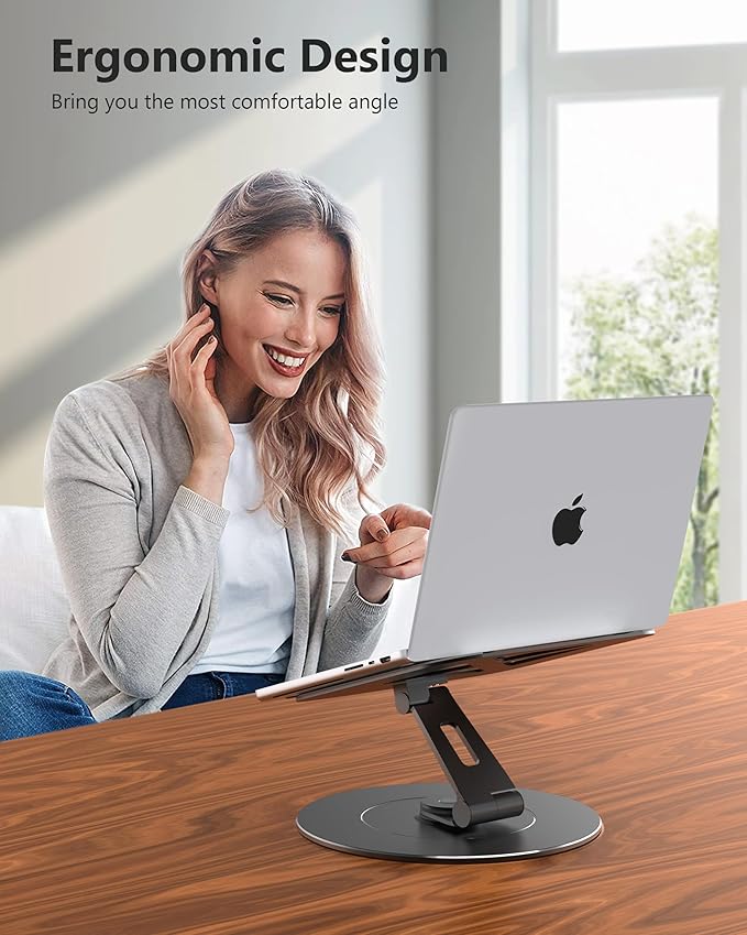 LOXP Ultra-Stable Laptop Stand for Desk with Larger Base, Desktop Organizer, Military-Grade Aluminum Anti-Loosening Structure - Height Adjustable Lectern Stand Suitable for 10-17.3 inch