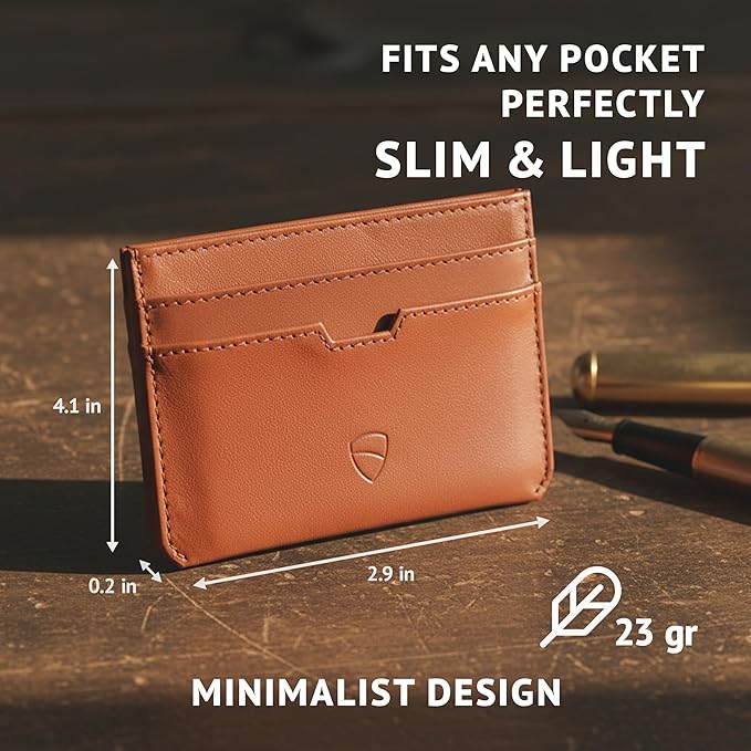 Vaultskin MOORGATE Slim Card Holder – Minimalist Leather Wallet with RFID Blocking, Front Pocket Credit Card Case for Men & Women