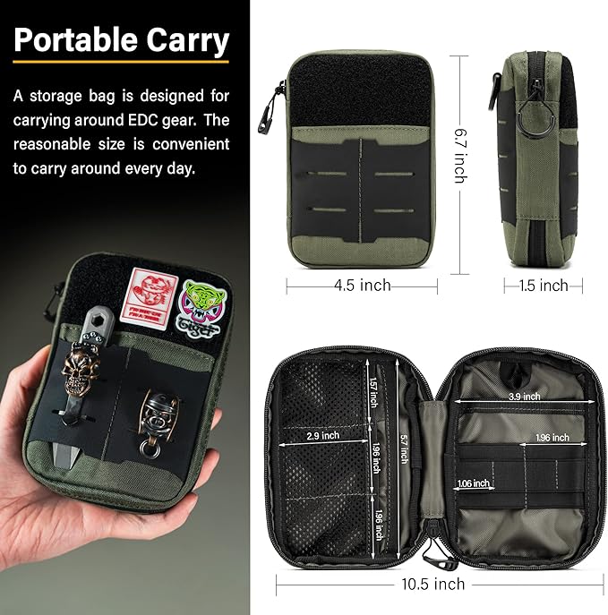 TACTICAL GEEK Block E2.0 EDC Compact Waist Multi-Purpose Molle Pouch Organizer, Green