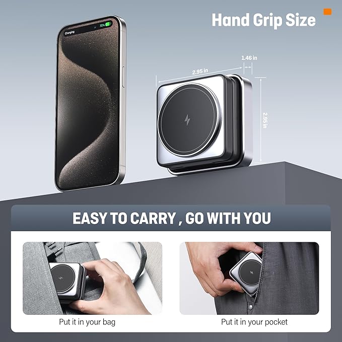【2026 Upgraded】Wireless Charger 3 in 1, Foldable Wireless Charging Station with Night Light for Apple MagSafe Charger, Travel Magnetic Charger Stand, Nightstand Fast 15W Charging Station (20W Adapter)