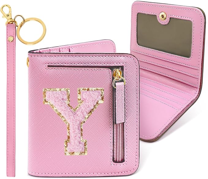 COSHAYSOO Pink Inital RFID Wallets Wristlet for Tween Pre Teen Preteen Girls 6-8 8-10 10-12, Personalized Valentines Birthday Party Favor Gifts Letter Y