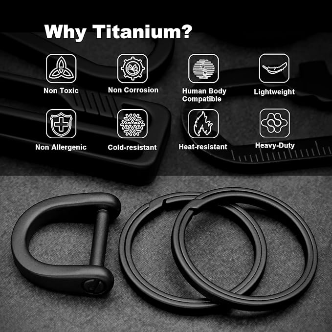 PJYTAC Titanium Keychain Rings Heavy Duty Side Push Key Rings for Car Keys Easy Quick Release EDC Split Keyrings