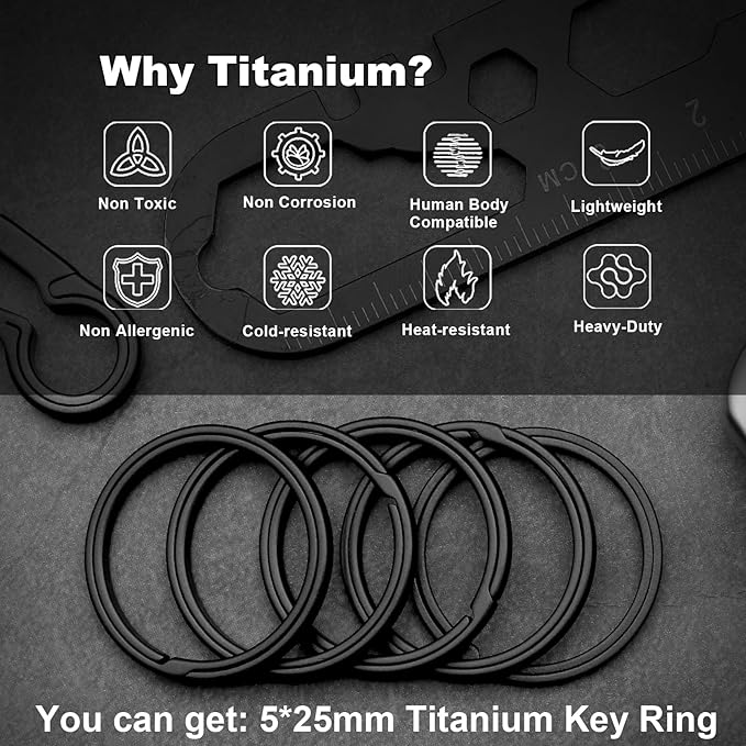PJYTAC Titanium Keychain Rings Heavy Duty Side Push Key Rings for Car Keys Easy Quick Release EDC Split Keyrings