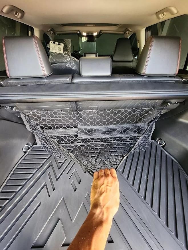 Rear Trunk Seats Organizer Cargo Net for Toyota RAV4 2019-2025 – Envelope Style Cargo Net for SUV–Premium Mesh Elastic Car Trunk Organizer Vehicle Carrier Storage–Compatible with RAV4