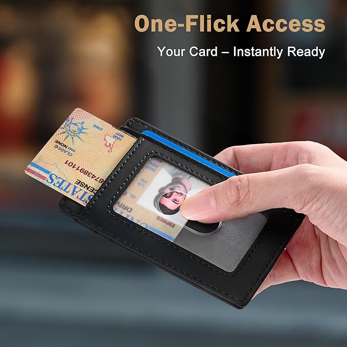 Travelambo Slim Wallet Front Pocket Minimalist Leather RFID Blocking Medium Size