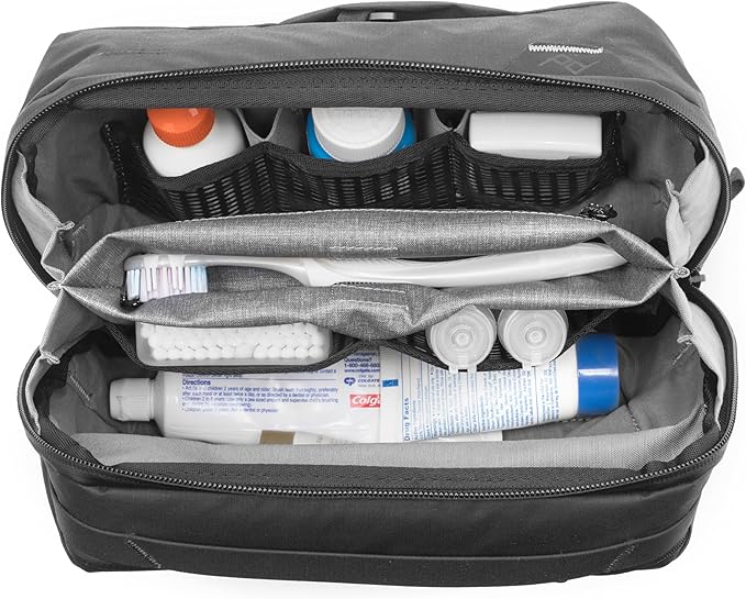 Peak Design Wash Pouch, Black, Weatherproof Travel Toiletry Bag, Upright or Hanging Dopp Kit with Pockets, Magnetic Toothbrush Pocket, Wide UltraZip Opening, Toiletry Bag for Men and Women