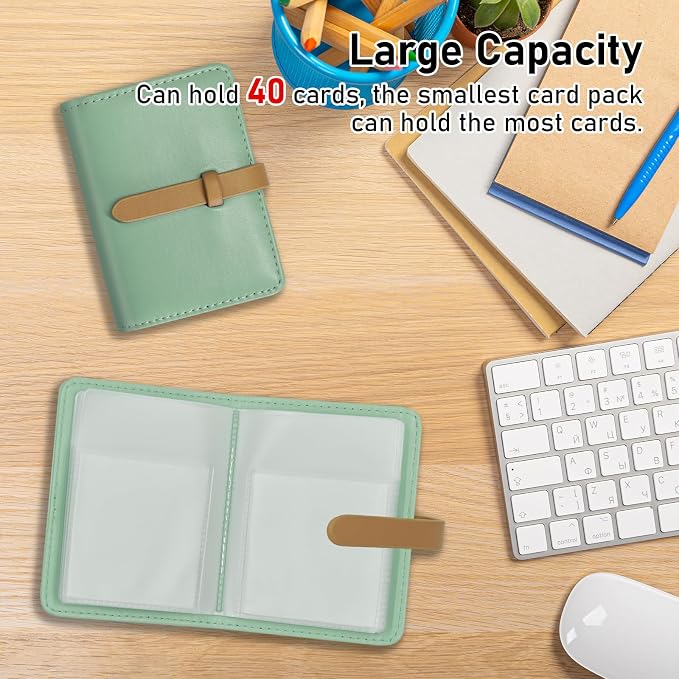 Credit Card Holder with 40 Suitable Slot, ID Card Case PU Leather Wallet for Women Men Business Organiser Pocket (Macaron Green)