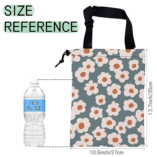 Groovy Flowers Car Garbage Bag,Daisy Waterproof Small Car Trash Bag Hanging Back of Seat,Drawstring Hanging Car Trash Bag with Adjustable Buckle for Car Accessories