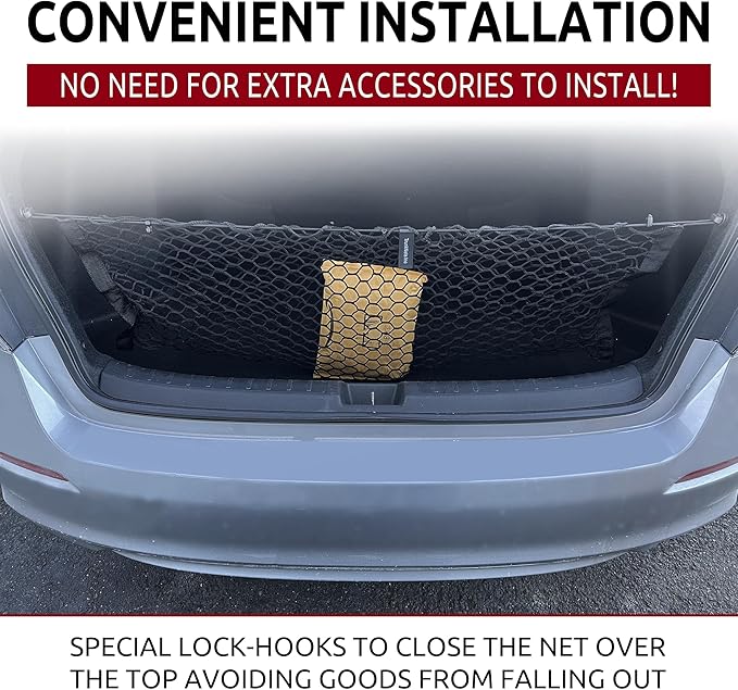 Envelope Style Automotive Elastic Trunk Mesh Cargo Net for Honda Civic LX Sport EX Touring 2022-2026 - Trunk Organizer and Storage - Luggage Net for Sedan - Best Car Organizer for Honda Civic