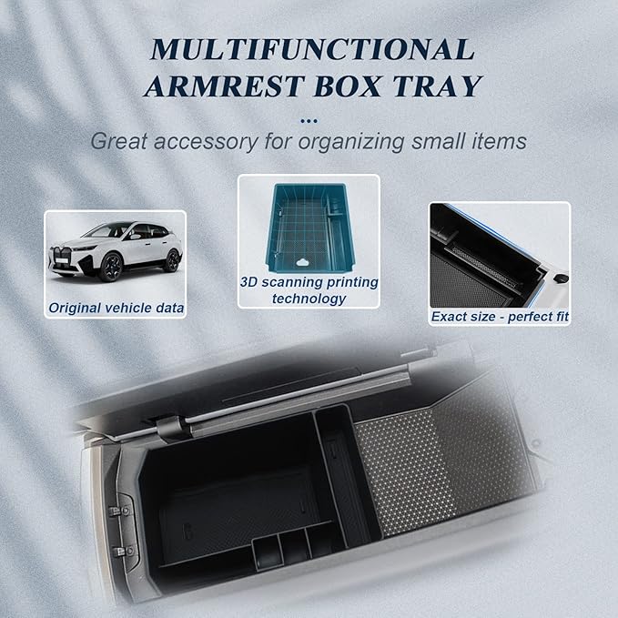 BIBIBO BMW iX Center Console Organizer - Upgraded for 2022-2024 BMW iX (I20) Insert Middle Armrest Storage Box