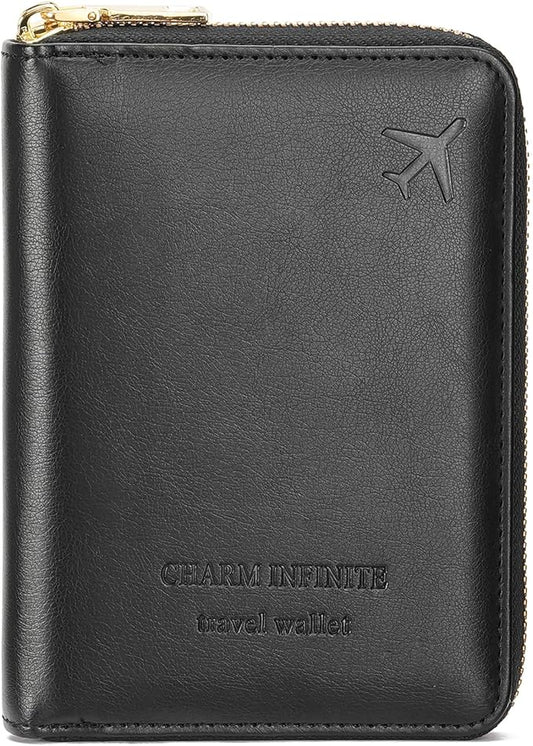 Travel Passport Wallet RFID Blocking Passport Holder-Women and Men with Zippered Ladies Passport Cover